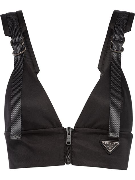 prada re-nylon triangle logo crop top|prada vest.